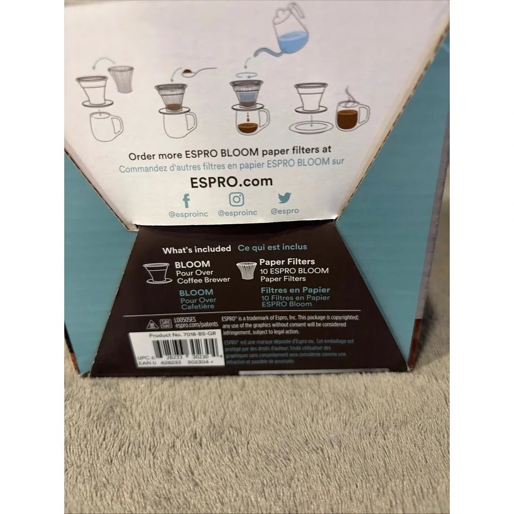 ESPRO Bloom Pour Over Coffee Brewer Stainless Steel Micro-Filter 1-2 Servings